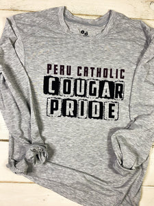 Peru Catholic "Cougar Pride" Adult Long Sleeve Tee